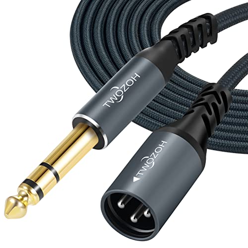 Twozoh Klinke 6,35 mm auf XLR Stecker 3 poliges Audio kabel 0,3M, Geflochtenes XLR-Stecker auf 1/4 TRS Stereo Gitarren kabel (Professional/HiFi) von Twozoh