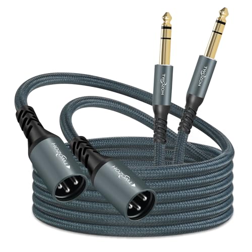 Twozoh Klinke 6,35 mm auf XLR Stecker 3 poliges Audio kabel 1M 2 Stück, Geflochtenes XLR-Stecker auf 1/4 TRS Stereo Gitarren kabel (Professional/HiFi) von Twozoh