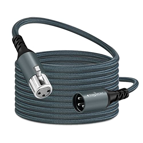 Twozoh Professionelles XLR Kabel 15M, Geflochtenes symmetrisches 3 poliges XLR Stecker auf XLR Buchse HiFi Audio Mikrofonkabel von Twozoh