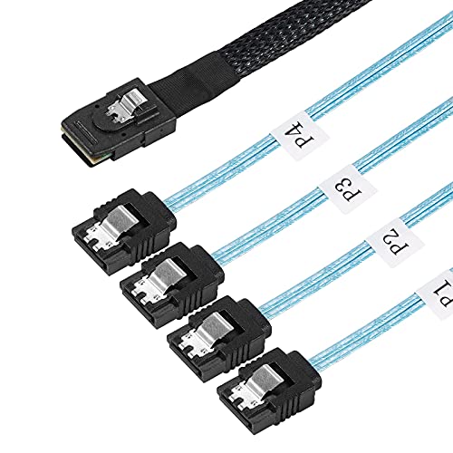 Twozoh Interne Mini-SAS auf SATA 0,5M, Mini-SAS 36 Pin SFF-8087 Stecker auf 4X SATA 7 Pin Buchse Forward Breakout Kabel von Twozoh