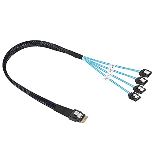 Twozoh Slim Line Mini SAS 4.0 SFF-8654 4i 38 Pin Host auf 4 SATA 7Pin Target-Festplatte Fanout Raid Kabel 1M von Twozoh