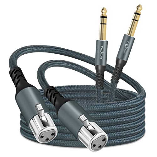 Twozoh XLR Buchse auf 6,35 mm TRS Kabel 1M 2 Stück, Geflochtenes Jack Stereo 6,35 mm stecker auf 3 poliges XLR Mikrofonkabel (Profesional/Hifi) von Twozoh