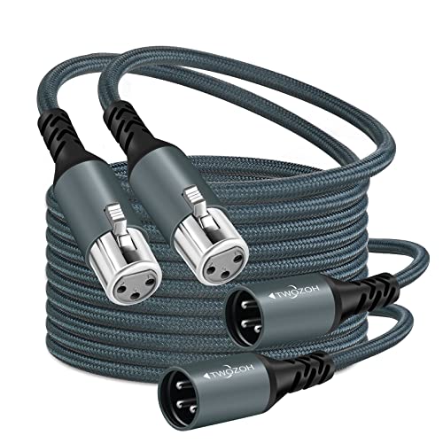 Twozoh XLR Stecker auf Buchse Audio Cable 1M 2 Stück, Geflochtenes symmetrisches 3 poliges XLR Mikrofonkabel Kabel (Professional/HiFi) von Twozoh