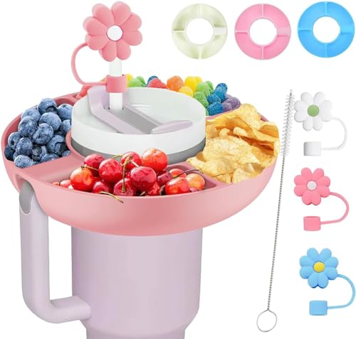 Twshiny Snackschale für Stanley Cup - Silikon Snack Tray Kompatibel Mit 1,2 l Wiederverwendbare Aufbewahrungsschale, Zubehör (Rosa) von Twshiny