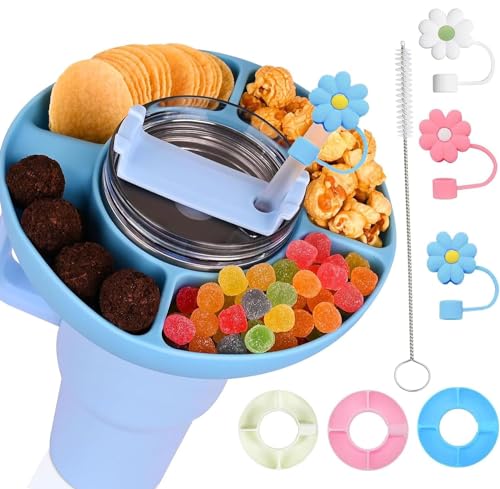Twshiny Snackschale für Stanley Cup, Silikon Stanley Cup Snack Tray Kompatibel mit Stanley 1,2 l Wiederverwendbare Snack-Aufbewahrungsschale Stanley Cup Zubehör (Blau) von Twshiny