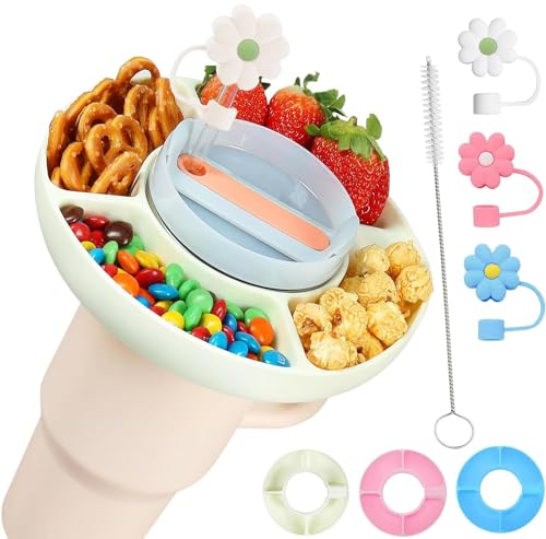 Twshiny Snackschale für Stanley Cup - Silikon Snack Tray Kompatibel Mit 1,2 L Wiederverwendbare Aufbewahrungsschale, Cup Zubehör (Weiß) von Twshiny