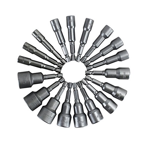 Twshiny Metric 1/4 "Shank Magnetic Steckschlüssel Set Sockeladapter Hex Bohrer (6/7/8/10/12/13/14/15/17 / 19mm) 10 Stück von Twshiny