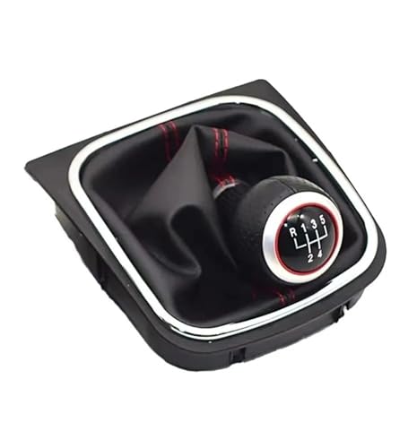 Twxxws Auto-Schalthebelkopf Für VW Für Golf 5/6 MK5/6 Für Scirocco (2009) Für Octavia 5 6-Gang-Autoteile Schaltknauf Hebelstift Schaltknäufe(Red stitch 5) von Twxxws