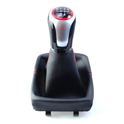 Twxxws Auto-Schalthebelkopf Für VW Für Polo 9N 9N2 2002 2003 2004 2005 2006 2007 2008 2009 Schaltknauf Mit Hebel Shifter PU Leder Gaitor Boot Abdeckung Schaltknäufe(5 Speed) von Twxxws