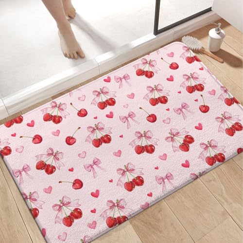 Twyt decor Badematte aus Kaschmirimitat, niedlich, rosa, Gummi-Rückseite, rutschfest, waschbar, Obst-Badezimmerteppich, weich, saugfähig, geeignet für Badewanne, Dusche, Türmatte, Dekoration, 43,2 x Twyt decor Badematte aus Kaschmirimitat, niedlich, rosa, Gummi-Rückseite, rutschfest, waschbar, Obst-Badezimmerteppich, weich, saugfähig, geeignet für Badewanne, Dusche, Türmatte, Dekoration, 43,2 x von Twyt decor