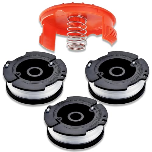 3 Rasentrimmer Ersatzspulen + 1 Kappe + 1 Feder Kompatibel mit Black und Decker AF-100 ST5530-GB GLC3630L20-GB STC1820PC-GB BESTA530-GB BESTA525-GB,Spulen Ersatzteil von Txdzking