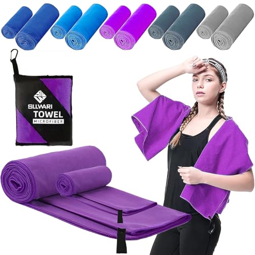 Txeouse Mikrofaser Handtuch Set (Badetuch & Handtüch) Kompakt Strandtuch Schnelltrocknend Microfaser Handtücher Auswahl aus 5 Farben Reisehandtuch, Sporthandtuch ideal für Fitness,Outdoor & Reisen von Txeouse