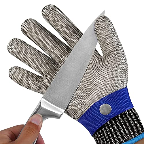 Txeouse Schnittschutzhandschuhe, Schnittschutzhandschuhe mit Schutzstufe 9 Arbeitshandschuhe aus Edelstahldraht zum Schälen von Ostriken, Küche, Gartenarbeit, Holzschneiden(S) von Txeouse