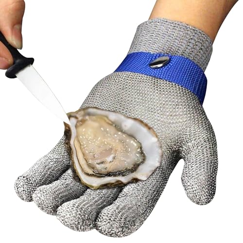 Txeouse Schnittschutzhandschuhe, Schnittschutzhandschuhe mit Schutzstufe 9 Arbeitshandschuhe aus Edelstahldraht zum Schälen von Ostriken, Küche, Gartenarbeit, Holzschneiden(XL) von Txeouse