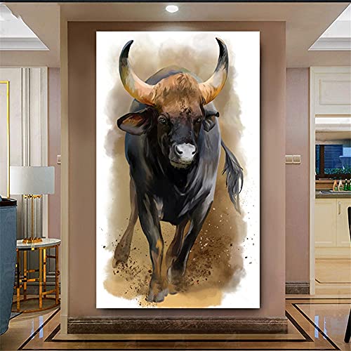 DIY 5D Diamant Painting Bilder Groß Stier Full Drill Diamond Painting Set für kinder Kristall Strass Stickerei Kreuzstich Mosaik Malerei Kunsthandwerk Canvas Wall Arts Decor (40x80cm/16x32inch) von Txier