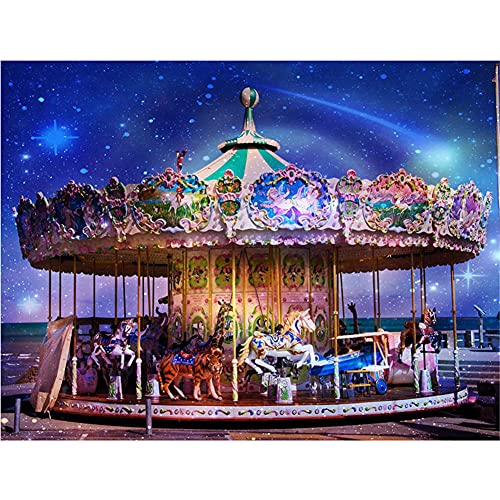 DIY 5D Diamond Painting Set Malen nach Zahlen Park Karussell Full Diamant Painting Bilder Kit für Erwachsene,Kristall Strass Stickerei Kreuzstich Arts Craft für Home Canvas Wall Decor 80x120cm/32x48in von Txier