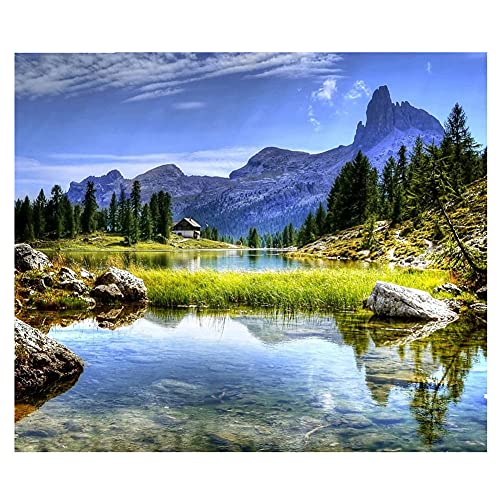 Txier 5D Diamant Painting Bilder Full Groß,Landschaft See Berg DIY Diamond Painting Set Malen nach Zahlen,Crystal Strass Stickerei Kreuzstich Malerei Kunsthandwerk für Home Wall Décor 45x60cm/18x24in von Txier