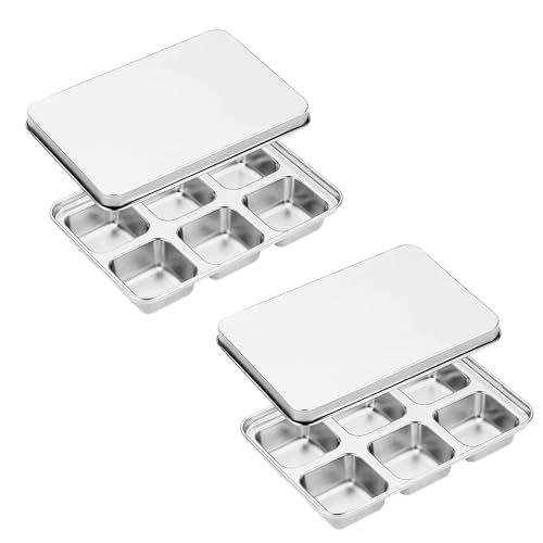 Txmyxgs Eiswürfelformen Edelstahl,6-Fach Groß Edelstahl Eiswürfel Form Ice Cube Tray,Eiswürfelbehälter Mit Deckel,Lebensmittelechte Eiswürfelbereiter, Für Whiskey, Cocktails, Getränke(2PCS) von Txmyxgs
