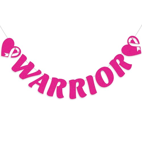 Banner für Brustkrebs-Überlebende, glitzernde Buchstaben "Warrior", Party-Dekorationen, Zubehör für Krebsunterstützungsveranstaltungen und Überlebenspartys, Brustkrebs-Bewusstseinsmonat in Hot Pink Banner für Brustkrebs-Überlebende, glitzernde Buchstaben "Warrior", Party-Dekorationen, Zubehör für Krebsunterstützungsveranstaltungen und Überlebenspartys, Brustkrebs-Bewusstseinsmonat in Hot Pink von TxscOxwP1