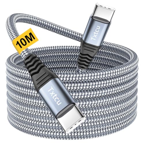 Txtcu Lang USB C auf USB C Kabel 10M, USB C Ladekabel Nylon 3A Typ C Schnellladekabel für iPhone 15/15 Pro/15 Pro Max, MacBook Pro Air, iPad Pro/Air, Samsung Galaxy S23 S22 S21, Switch, Fire Tablets von Txtcu