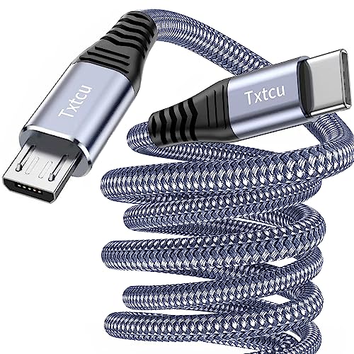 Txtcu USB C auf Micro USB Kabel 2M, USB Typ C auf Micro Kabel Nylon geflochtene USB C zu Micro Ladegerät Kabel Android Ladekabel Dast Sync Kompatibel für Samsung Galaxy S7/S5/J3/J5/J7, Huawei, von Txtcu