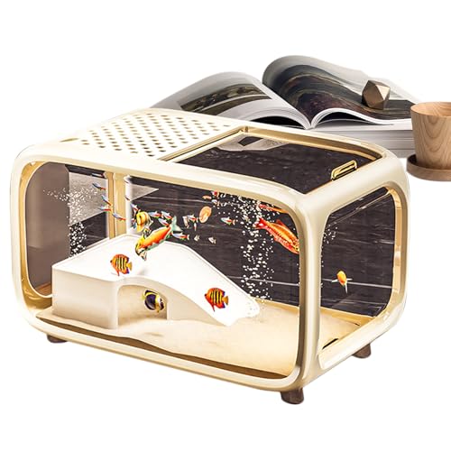 TyCylKu Aquarium Becken - Desktop Fischglas Schildkrötenbecken mit Kletterdekoration - Klarer Acryl Landschaftsbehälter Mit Fütterungsöffnung Für Fische Schildkröten Wassertiere TyCylKu Aquarium Becken - Desktop Fischglas Schildkrötenbecken mit Kletterdekoration - Klarer Acryl Landschaftsbehälter Mit Fütterungsöffnung Für Fische Schildkröten Wassertiere von TyCylKu