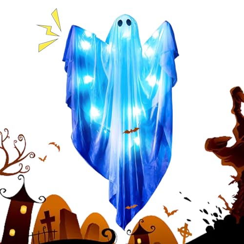 TyCylKu Halloween Dekoration | Halloween Dekoration Beleuchtet | Gruselig Süße Aufhängbare Deko Statue Mit Soundfunktion Für Garten Nacht Party Fenster Haus Tür Indoor Vorbau Wohnung von TyCylKu