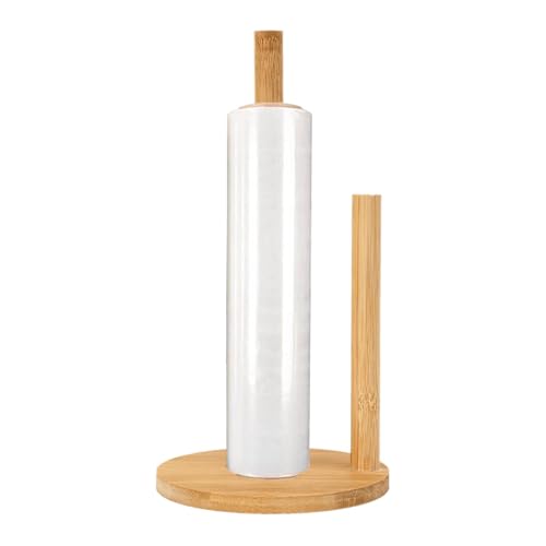 TyCylKu Küchenrollen Halter Ohne Bohren, Küchenrollenhalter, Küchenpapierhalter Stehend Holz, Landhausstil Papierrollenhalter Mit Rutschfester Basis Für Küchenarbeitsplatte, Schrank von TyCylKu