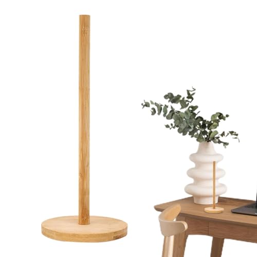 TyCylKu Küchenrollen Halter Ohne Bohren, Küchenrollenhalter, Küchenpapierhalter Stehend Holz, Landhausstil Papierrollenhalter Mit Rutschfester Basis Für Küchenarbeitsplatte, Schrank von TyCylKu