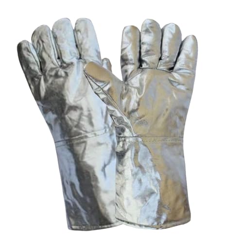 TyCylKu Schweißerhandschuhe | Aluminiumfolie Hitzebeständige Gießhandschuhe,Schmelzofenfäustlinge Für Metallgießerei Glasverarbeitung Gastronomie Stahl von TyCylKu