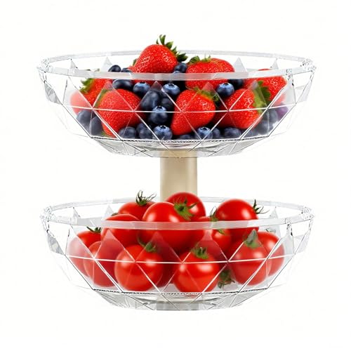 TyCylKu Tiered Obstschale | Abnehmbare 2-Stufen Kürbis Süßigkeitenschale Mit Deckel | Aufbewahrung Für Küche Wohnzimmer Nüsse Snacks Vorräte von TyCylKu