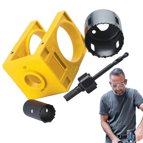 TyCylKu Türschloss-Einbausatz,Türeinbausatz - Türknauf-Lochsägen-Set | Handwerkzeuge aus Kohlenstoffstahl mit Führungsschablone, Türlochbohrwerkzeug für 1-3/8 bis 1-3/4 Zoll Türen von TyCylKu