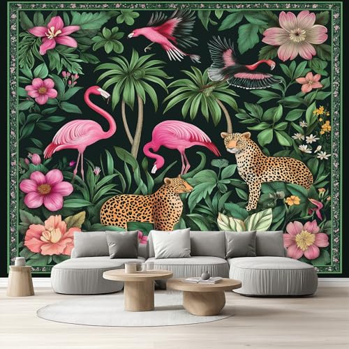 Flamingo Leopard Vliestapete Dschungel Tiere Selbstklebende Tapete Kinderzimmer Fototapete Tropisch Blumen Blätter Tapete Schlafzimmer Wandtapete Wohnzimmer Küche Wasserfest Abwaschbar 350x256 cm Flamingo Leopard Vliestapete Dschungel Tiere Selbstklebende Tapete Kinderzimmer Fototapete Tropisch Blumen Blätter Tapete Schlafzimmer Wandtapete Wohnzimmer Küche Wasserfest Abwaschbar 350x256 cm von Tyafsgvqo