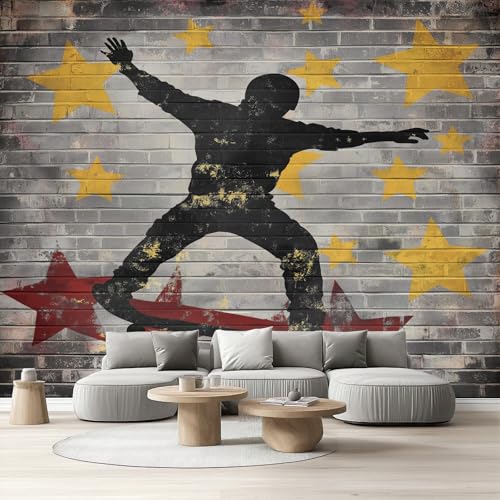 Fototapete Brick Steinoptik Selbstklebende Tapete Graffiti Backsteinmauer Vliestapete Kinderzimmer Grunge Steinwand Tapete Wohnzimmer Wandfolie Selbstklebend Abwaschbar Schlafzimmer Küche 290x432 cm von Tyafsgvqo
