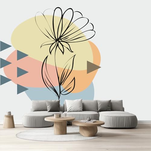 Geometrisch Pflanzen Fototapete Wohnzimmer Boho Abstrakte Küchentapete Abwaschbar Selbstklebende Tapete Modern Minimalistisch Vliestapete Schlafzimmer Kinderzimmer Möbelfolie Wasserfest 370x250 cm von Tyafsgvqo