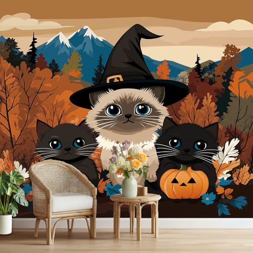 Halloween Katze Selbstklebende Tapete Kürbis Hexe Kätzchen Wandtapete Wohnzimmer Vliestapete Cartoon Tiermotiv Fototapete Schlafzimmer Kinderzimmer Küchentapete Möbelfolie Wasserfest 390x280 cm Halloween Katze Selbstklebende Tapete Kürbis Hexe Kätzchen Wandtapete Wohnzimmer Vliestapete Cartoon Tiermotiv Fototapete Schlafzimmer Kinderzimmer Küchentapete Möbelfolie Wasserfest 390x280 cm von Tyafsgvqo