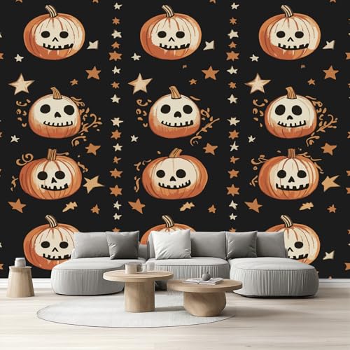 Kürbis Laterne Selbstklebende Tapete Spooky Halloween Wandtapete Wohnzimmer Vliestapete Lustige Karikatur Fototapete Schlafzimmer Kinderzimmer Küchentapete Möbelfolie Wasserfest 390x280 cm Kürbis Laterne Selbstklebende Tapete Spooky Halloween Wandtapete Wohnzimmer Vliestapete Lustige Karikatur Fototapete Schlafzimmer Kinderzimmer Küchentapete Möbelfolie Wasserfest 390x280 cm von Tyafsgvqo