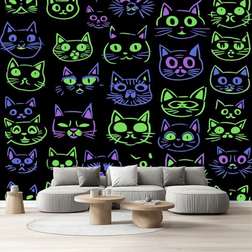 Neon Kätzchen Selbstklebende Tapete Kawaii Katze Wandtapete Wohnzimmer Vliestapete Niedlich Cartoon Fototapete Schlafzimmer Kinderzimmer Küchentapete Möbelfolie Wasserfest 390x280 cm Neon Kätzchen Selbstklebende Tapete Kawaii Katze Wandtapete Wohnzimmer Vliestapete Niedlich Cartoon Fototapete Schlafzimmer Kinderzimmer Küchentapete Möbelfolie Wasserfest 390x280 cm von Tyafsgvqo