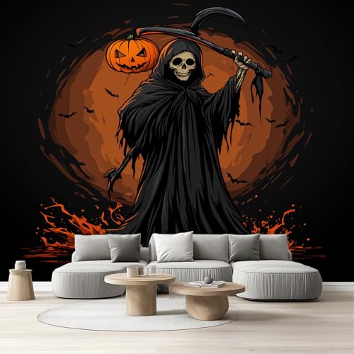 Sensenmann Skelett Fototapete Wohnzimmer Schädel Kürbis Küchentapete Abwaschbar Selbstklebende Tapete Horror Halloween Vliestapete Schlafzimmer Kinderzimmer Möbelfolie Wasserfest 370x250 cm Sensenmann Skelett Fototapete Wohnzimmer Schädel Kürbis Küchentapete Abwaschbar Selbstklebende Tapete Horror Halloween Vliestapete Schlafzimmer Kinderzimmer Möbelfolie Wasserfest 370x250 cm von Tyafsgvqo