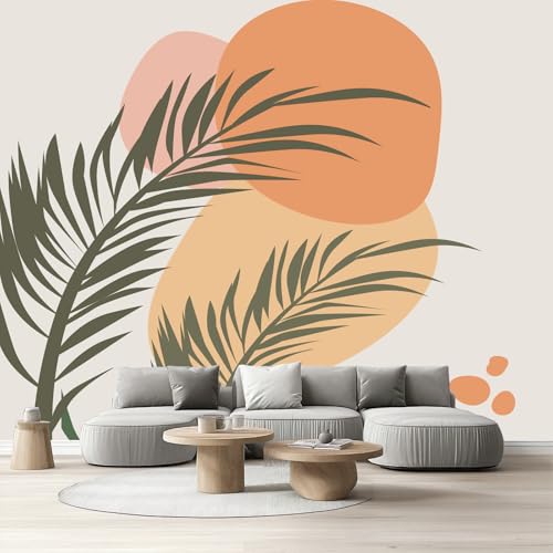Tapete Kinderzimmer Böhmen Pflanzen Blätter Fototapete Wohnzimmer Modern Minimalistisch Vliestapete Küche Mid Century Kunst Wandtapete Schlafzimmer Wasserfest Möbelfolie Selbstklebend 250x350 cm von Tyafsgvqo