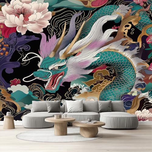 Tapete Kinderzimmer Orientalisch Drache Fototapete Wohnzimmer Tradition Asiatisch Vliestapete Küche Chinoiserie Wandtapete Schlafzimmer Wasserfest Abwaschbar Möbelfolie Selbstklebend 250x350 cm von Tyafsgvqo