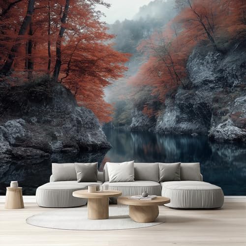 Tapete Kinderzimmer Wald Schlucht Fototapete Wohnzimmer Natur Landschaft Vliestapete Küche Panorama 3d Effekt Wandtapete Schlafzimmer Wasserfest Abwaschbar Möbelfolie Selbstklebend 250x350 cm von Tyafsgvqo