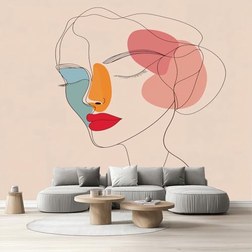 Tapete Schlafzimmer Abstrakte Linie, Selbstklebende Tapete Böhmen Kunst Porträt Vliestapete Fototapete Modern Minimalistisch Küchentapete Klebefolie Wandtapete Wohnzimmer Kinderzimmer 150x105 cm Tapete Schlafzimmer Abstrakte Linie, Selbstklebende Tapete Böhmen Kunst Porträt Vliestapete Fototapete Modern Minimalistisch Küchentapete Klebefolie Wandtapete Wohnzimmer Kinderzimmer 150x105 cm von Tyafsgvqo