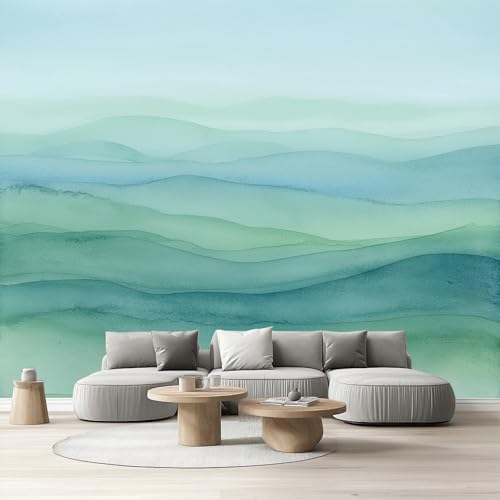 Tapete Schlafzimmer Aquarell Kunst, Selbstklebende Tapete Abstrakte Wellen Streifen Vliestapete Fototapete Minimalistisch Grün Küchentapete Klebefolie Wandtapete Wohnzimmer Kinderzimmer 150x105 cm Tapete Schlafzimmer Aquarell Kunst, Selbstklebende Tapete Abstrakte Wellen Streifen Vliestapete Fototapete Minimalistisch Grün Küchentapete Klebefolie Wandtapete Wohnzimmer Kinderzimmer 150x105 cm von Tyafsgvqo
