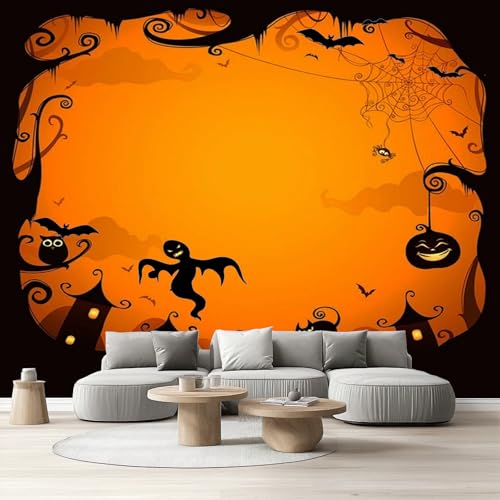 Tapete Schlafzimmer Geist Fledermaus, Selbstklebende Tapete Spooky Halloween Vliestapete Fototapete Eule Kürbis Orange Küchentapete Abwaschbar Klebefolie Wandtapete Wohnzimmer Kinderzimmer 150x105 cm Tapete Schlafzimmer Geist Fledermaus, Selbstklebende Tapete Spooky Halloween Vliestapete Fototapete Eule Kürbis Orange Küchentapete Abwaschbar Klebefolie Wandtapete Wohnzimmer Kinderzimmer 150x105 cm von Tyafsgvqo