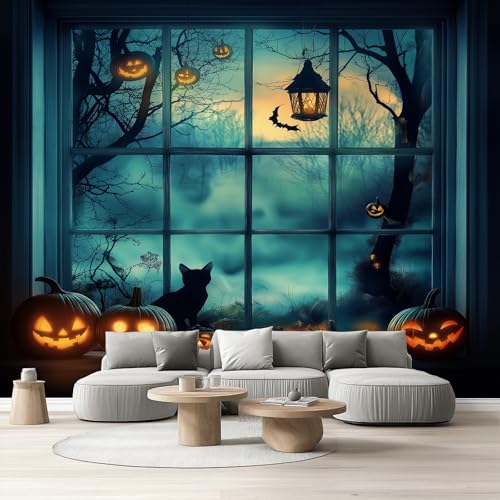 Tapete Schlafzimmer Kürbis Laterne, Selbstklebende Tapete Spooky Wald Katze Vliestapete Fototapete Horror Halloween Küchentapete Abwaschbar Klebefolie Wandtapete Wohnzimmer Kinderzimmer 150x105 cm Tapete Schlafzimmer Kürbis Laterne, Selbstklebende Tapete Spooky Wald Katze Vliestapete Fototapete Horror Halloween Küchentapete Abwaschbar Klebefolie Wandtapete Wohnzimmer Kinderzimmer 150x105 cm von Tyafsgvqo