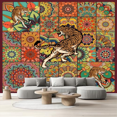 Tapete Schlafzimmer Mandala Tiger, Selbstklebende Tapete Böhmen Blumen Tier Vliestapete Fototapete Orientalisch Vintage Küchentapete Abwaschbar Klebefolie Wandtapete Wohnzimmer Kinderzimmer 150x105 cm Tapete Schlafzimmer Mandala Tiger, Selbstklebende Tapete Böhmen Blumen Tier Vliestapete Fototapete Orientalisch Vintage Küchentapete Abwaschbar Klebefolie Wandtapete Wohnzimmer Kinderzimmer 150x105 cm von Tyafsgvqo