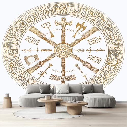 Tapete Schlafzimmer Nordische Wikinger, Selbstklebende Tapete Mythologie Runen Vliestapete Fototapete Keltischer Knoten Küchentapete Abwaschbar Klebefolie Wandtapete Wohnzimmer Kinderzimmer 150x105 cm Tapete Schlafzimmer Nordische Wikinger, Selbstklebende Tapete Mythologie Runen Vliestapete Fototapete Keltischer Knoten Küchentapete Abwaschbar Klebefolie Wandtapete Wohnzimmer Kinderzimmer 150x105 cm von Tyafsgvqo
