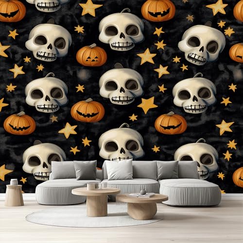 Tapete Schlafzimmer Sterne Kürbis Schädel, Selbstklebende Tapete Halloween Decor Vliestapete Fototapete Spooky Festival Küchentapete Abwaschbar Klebefolie Wandtapete Wohnzimmer Kinderzimmer 150x105 cm Tapete Schlafzimmer Sterne Kürbis Schädel, Selbstklebende Tapete Halloween Decor Vliestapete Fototapete Spooky Festival Küchentapete Abwaschbar Klebefolie Wandtapete Wohnzimmer Kinderzimmer 150x105 cm von Tyafsgvqo