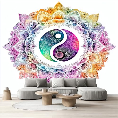 Tapete Schlafzimmer Yin Yang Tai Chi, Selbstklebende Tapete Klatsch Mandala Vliestapete Fototapete Orientalisch Meditation Küchentapete Klebefolie Wandtapete Wohnzimmer Kinderzimmer 150x105 cm von Tyafsgvqo